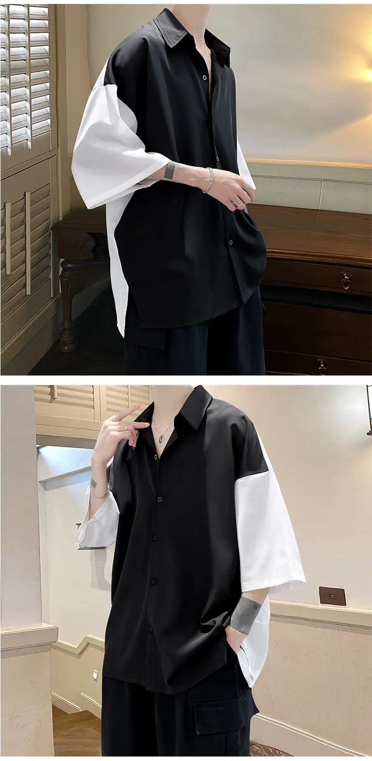 Summer Short Sleeve Shirt Men Fashion Oversized Ice Silk Shirt Men Streetwear Loose Dress Shirts Mens Hawaiian Shirt M-3XL Street King Limited