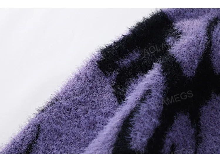 Men Sweater Harajuku High Street Winter Warm Knitted Coat Oversized Thorn Pattern Top Loose Gothic Punk Pullover Street King Limited