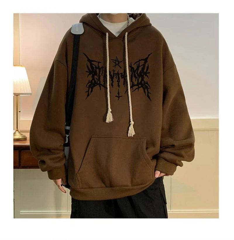 American Goth Printed Men's Pullover Hoodies Hip Hop Fashion Oversized Sweatshirts Casual Fleece Y2K Vintage Streetwear Hoodie Street King Limited