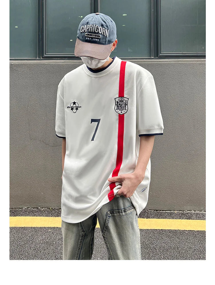 Summer American retro high street niche tops trendy brand ins fashion design oversize couple short-sleeved T-shirt y2k tops emo Street King Limited