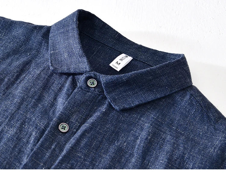 Vintage Linen Shirt Men Spring Autumn New Khaki Lapel Loose Long Sleeve Shirt Retro Casual Solid Breathable Cardigan Top Tees Street King Limited