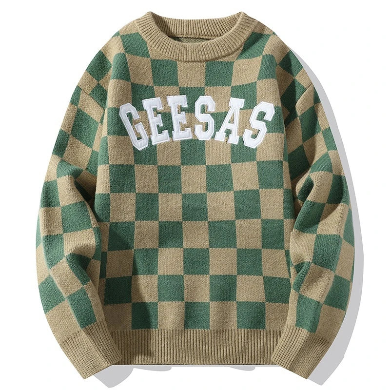 Rainbowtouches Streetwear Men Sweaters Winter Clothes Long Sleeve Casual Knitted Tops Harajuku Plaid Pullovers Couple Sweater Street King Limited