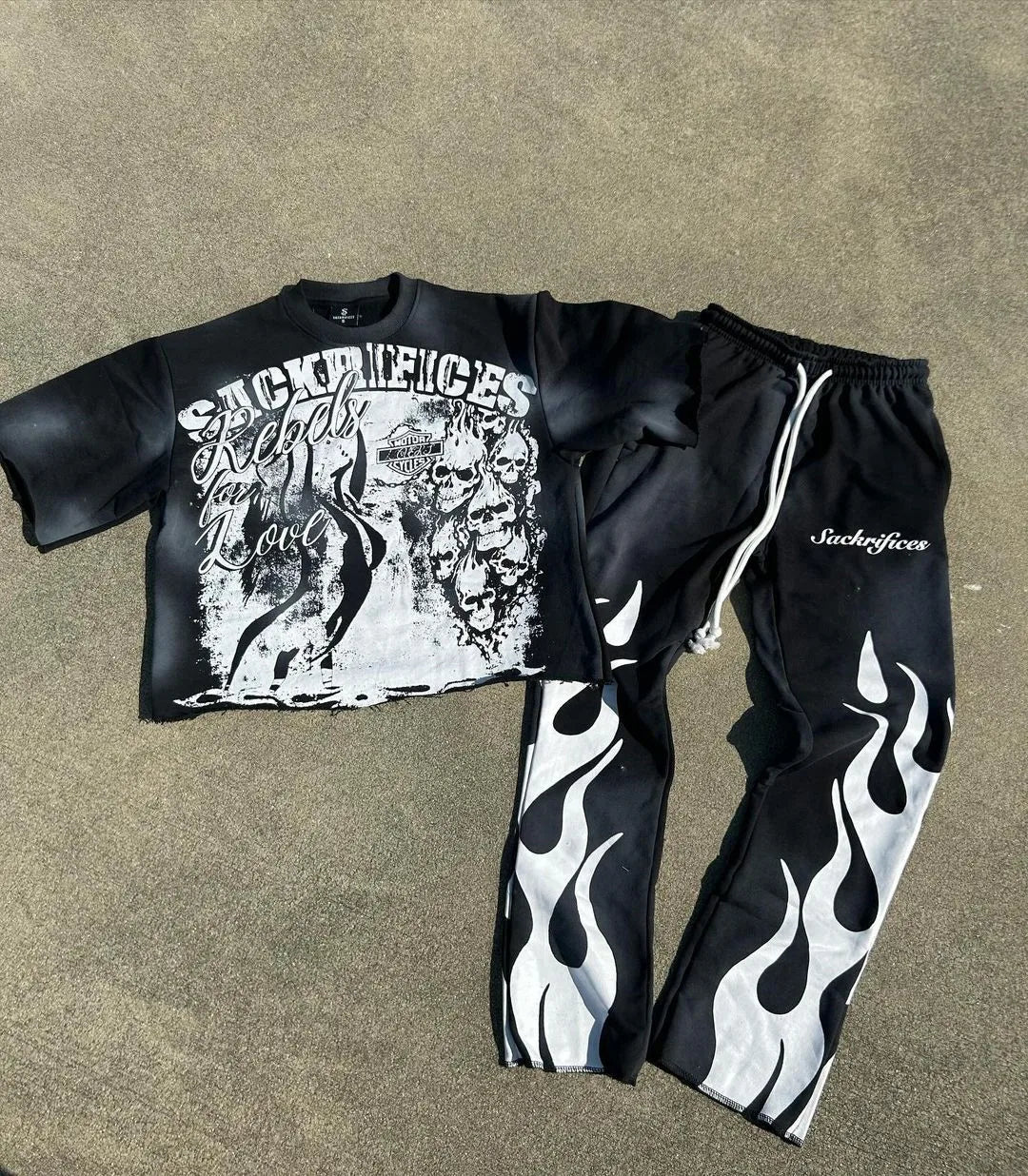 Y2k Women's Short Sleeved T-Shirt And Pants Set With Personalized Cartoon Anime Print Patterns Streetwear Vintage Punk Clothes Street King Limited