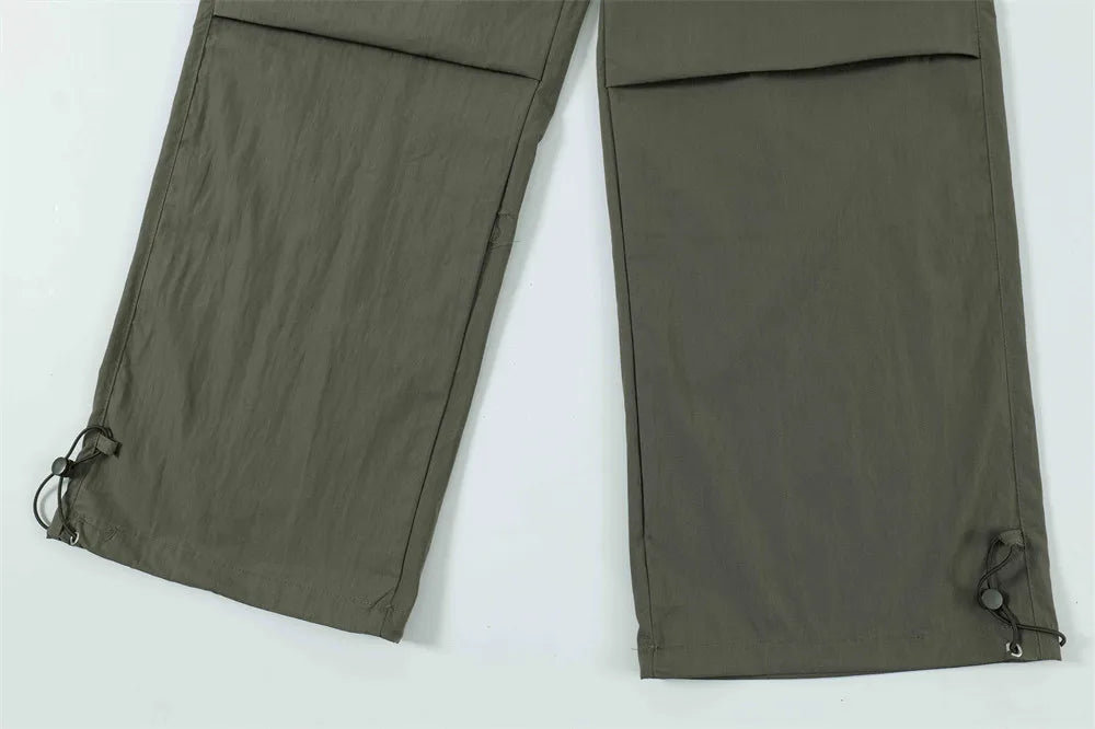 Men Solid Color Pants Y2K Pleated Joggers Baggy Pants Hip Hop Casual Drawstring Waist Quick Drying Trousers Street King Limited