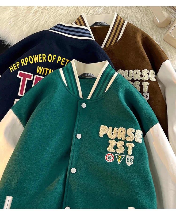 bomber jacket men women high quality suede fabric ins hip hop streetwear varsity jackets new brand baseball coat unique default style 5102
