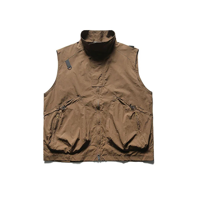 summer men fishing travel photo hiking vest waistcoat outdoor leisure solid color vest khaki black casual sleeveless jacket relaxed fit trousers