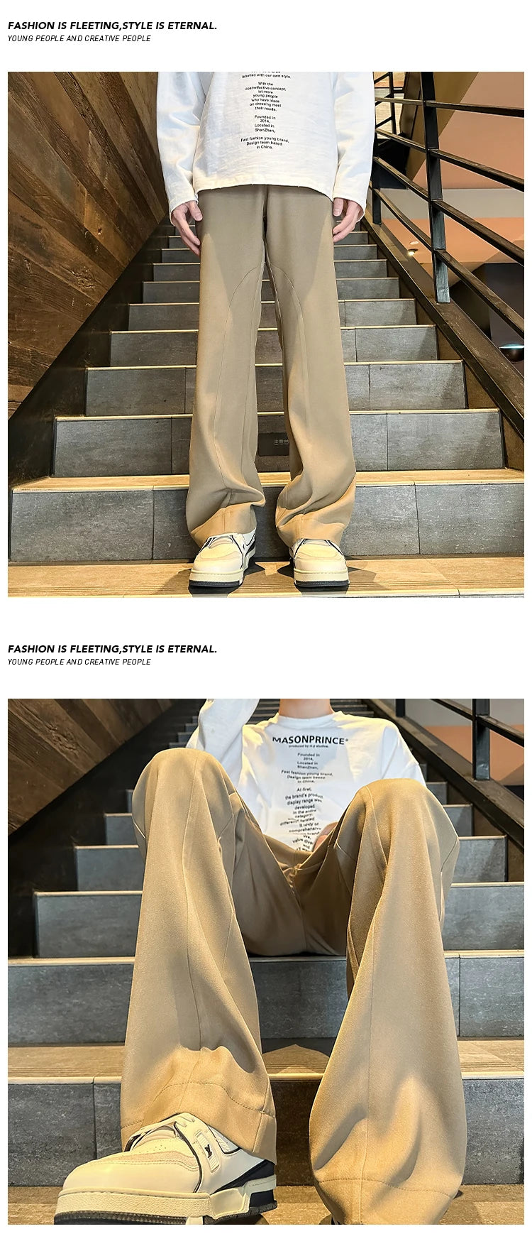 2025 mens four seasons new mid waist micro flared casual pants fashion trend leisure mens flared leg trousers korean pants men unique default style 1275