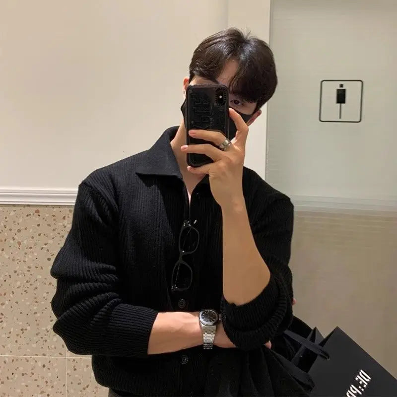 Trendy Korean Style Simple Green Sweater Retro Jacket Men's Sweater Trendy Casual Niche Y2K Street Hip-hop Jacket Tops Street King Limited