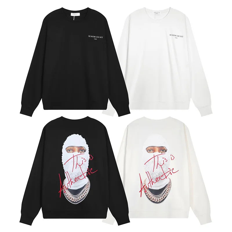 Black Rice White IH NOM UH NIT Hoodies Gold Necklace Masked Men Printing Men Woman Good Quality Casual Sweatshirts Street King Limited