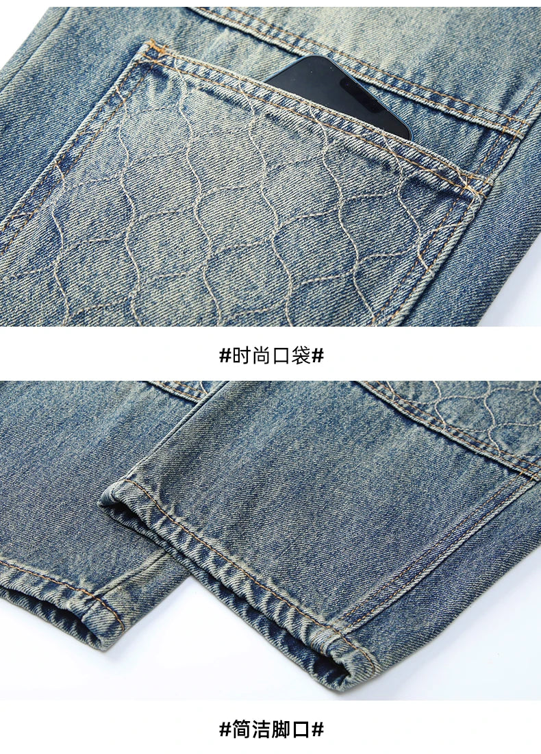 men streetwear fashion loose casual plus size denim harem jeans pant cityboy retro splice pocket cargo jeans trousers 40 38 unique cargo style 3069