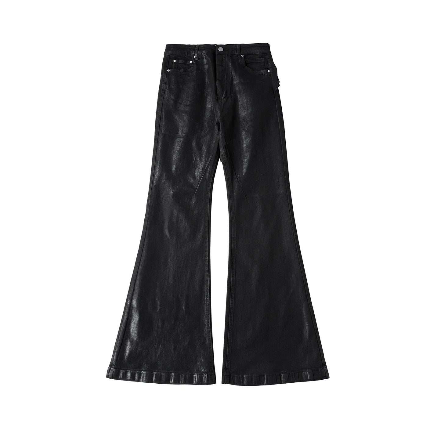 y2k streetwear wax leather strecth jeans for men and women ropa hombre baggy flare pants oversized straight denim trousers denim street jeans