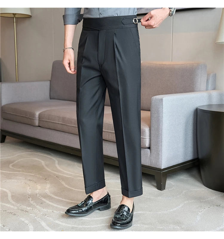 men naples waist business casual fashion vintage ankle length suit pant gentleman party dress pants trousers unique default style 1508