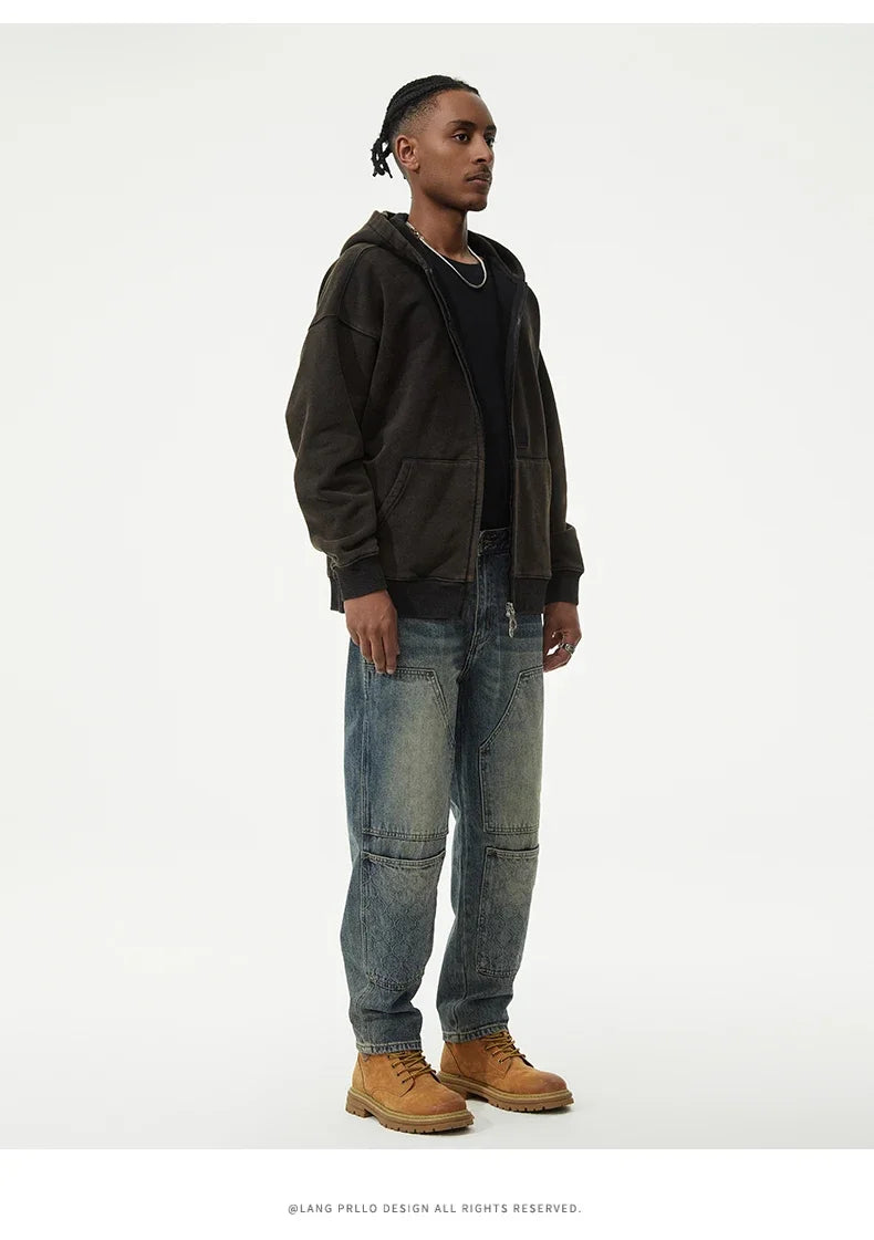men streetwear fashion loose casual plus size denim harem jeans pant cityboy retro splice pocket cargo jeans trousers 40 38 unique cargo style 3061