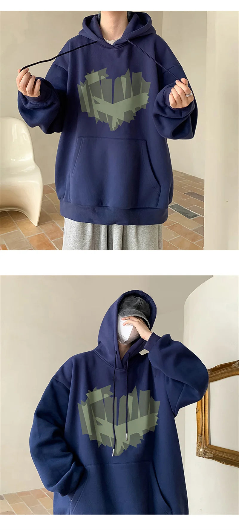 Autumn New Love Graphic Print Hoody Sweatshirts Man Hip Hop Oversized Streetwear Pullover Hoodies Y2K Vintage Casual Clothes Street King Limited
