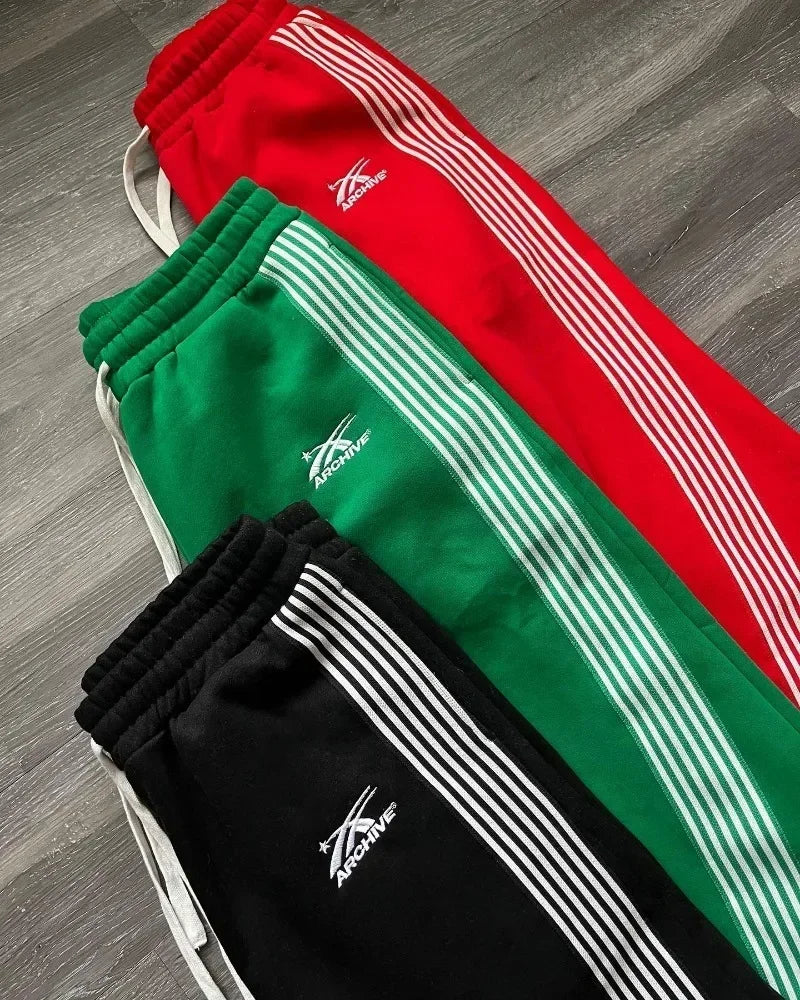 retro harajuku hip hop american y2k new casual pants side striped casual pants mens womens street drawstring high waist pants unique default style 3725