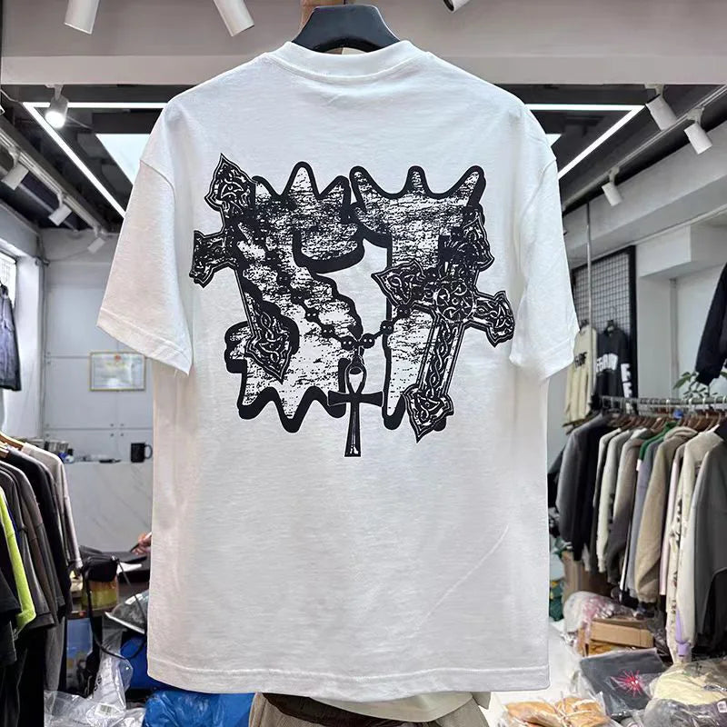 Summer New Chaopai Boxer Letter Print T-shirt Men Woman 1:1 Best Quality Loose Versatile Vintage O-Neck Tops Tee Street King Limited
