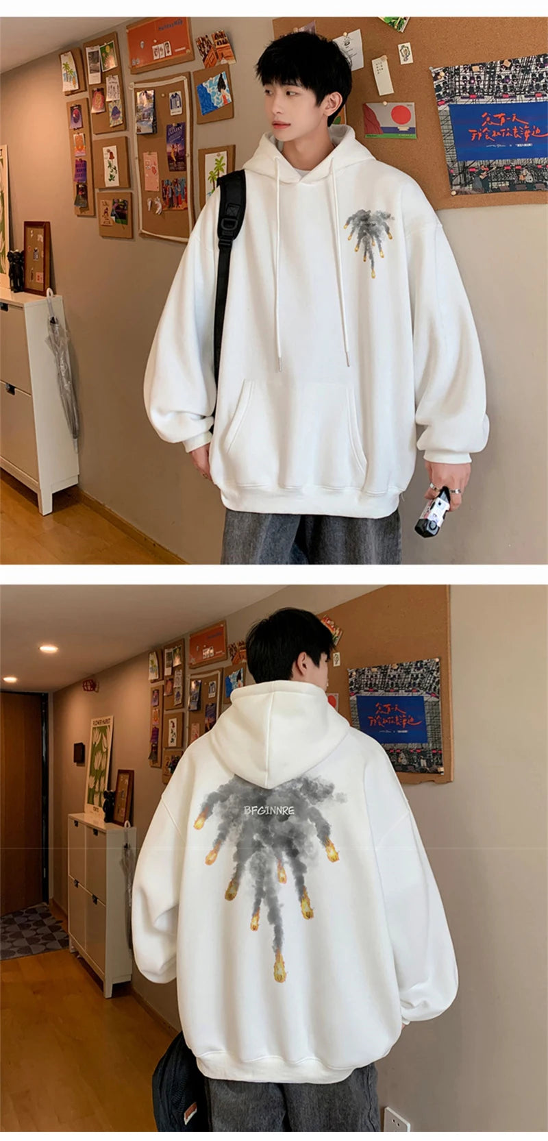 New Anime Meteorite Fall Graphic Printed Hooded Sweatshirts Hombre Hip Hop Streetwear Clothes Loose Y2K Vintage Pullover Hoodies Street King Limited