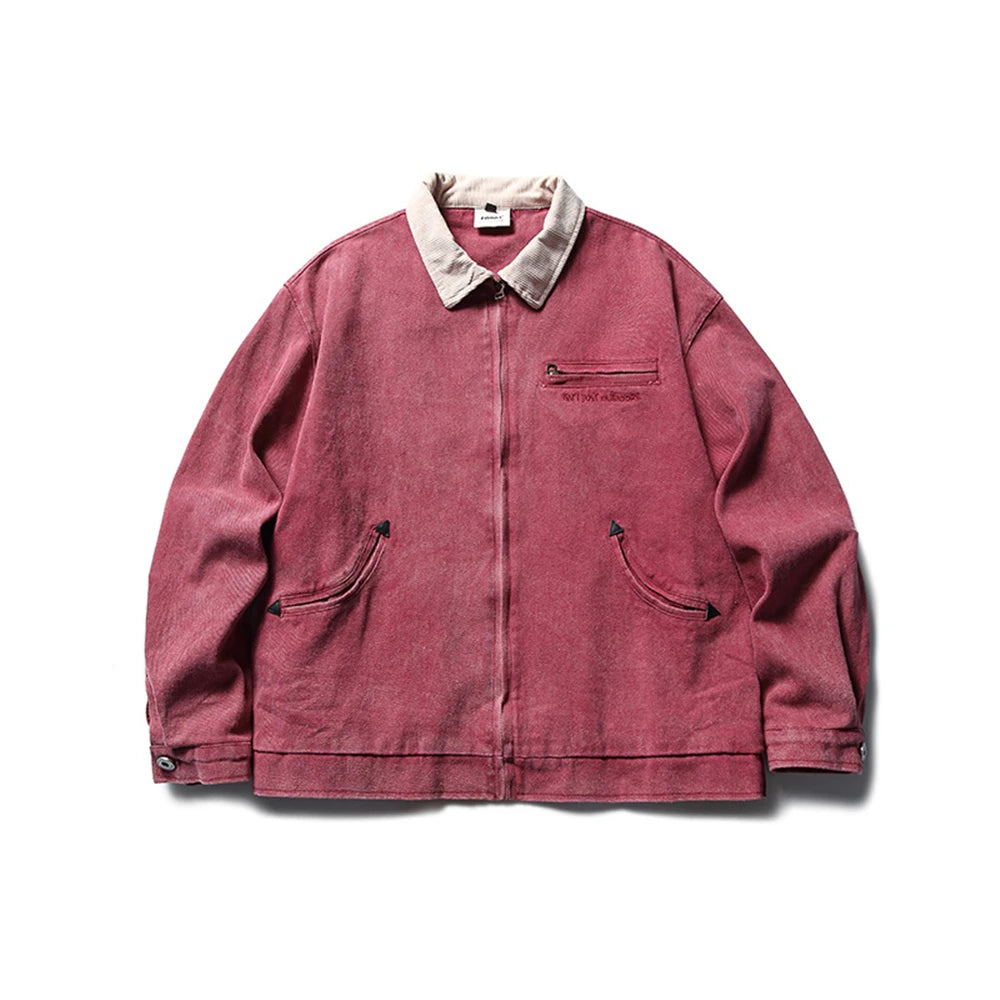 vintage denim jacket men loose casual zipper coat harajuku hip hop streetwear jackets trendy design jacket for men unique jeans style 1911
