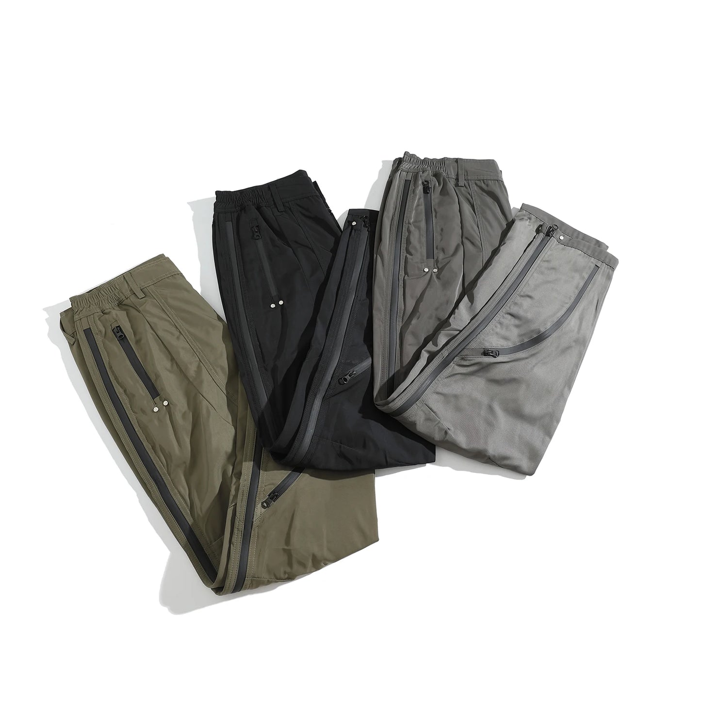 Vibe Style Nylon Rubber Pressing Joggers Men's Urban Streetwear Fashionable Adjustable Zipper Up Functional Cargo Trousers Street King Limited