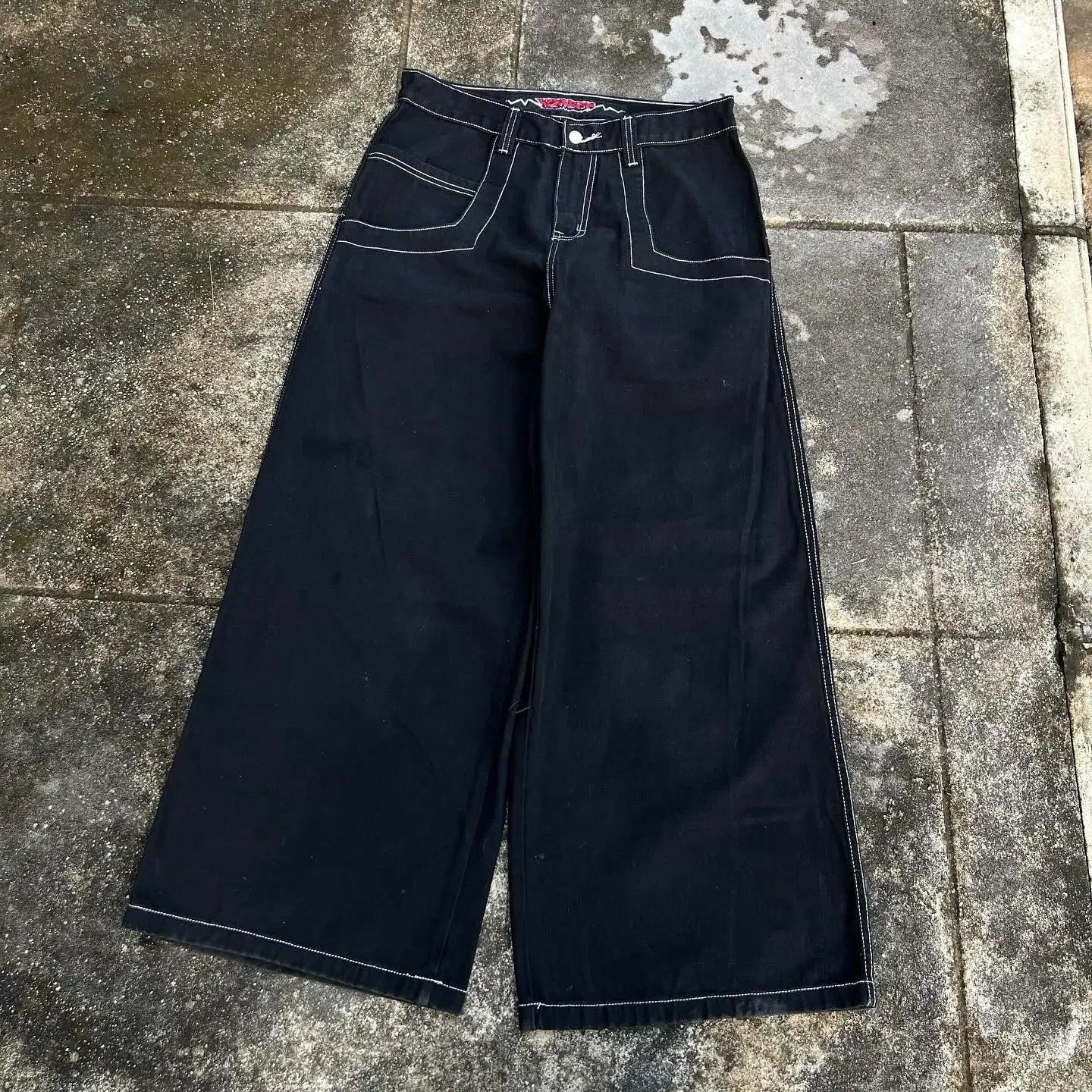 harajuku tapout and wexwear suit graphic embroidered jeans black y2k skateboard pants jeans tracksuit t shirt for men streetwear unique jeans style 3698