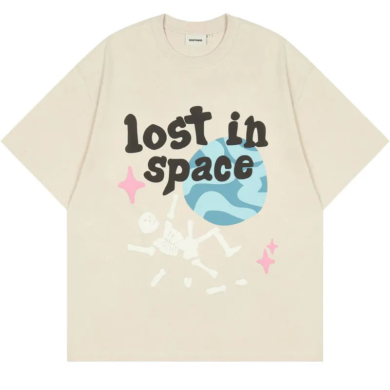 Punk Tshirt Streetwear Hip Hop Skull Skeleton Letter Planet Print Gothic Rock T-Shirts Harajuku Casual Cotton Short Sleeve Tops Street King Limited