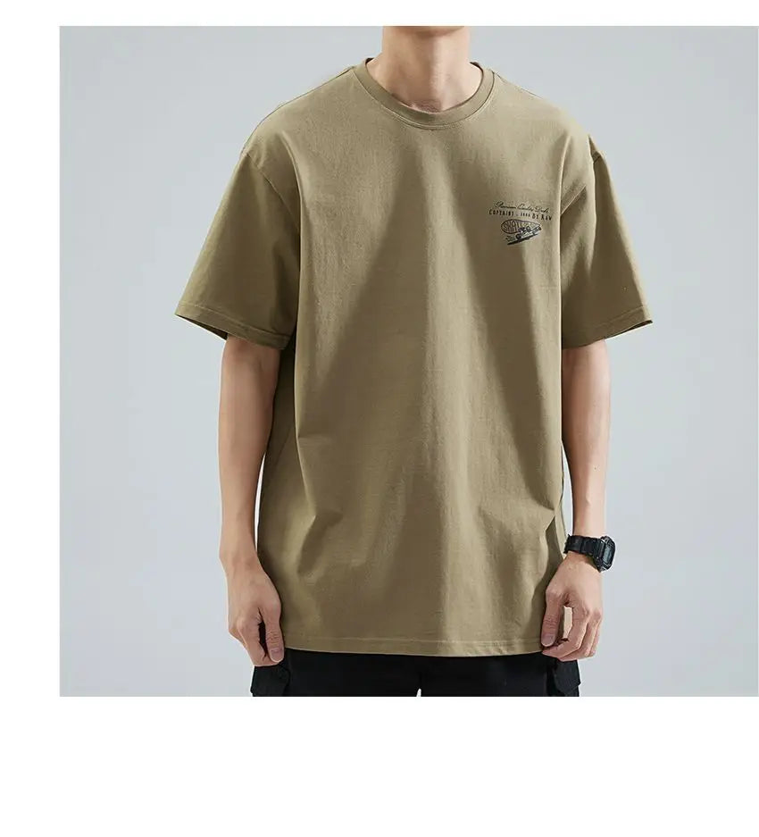 Summer Korean Pure Cotton Round Neck Short-sleeved T-shirt Men's Trendy Y2K Personalized Street Ins Casual Half-sleeved Top Street King Limited
