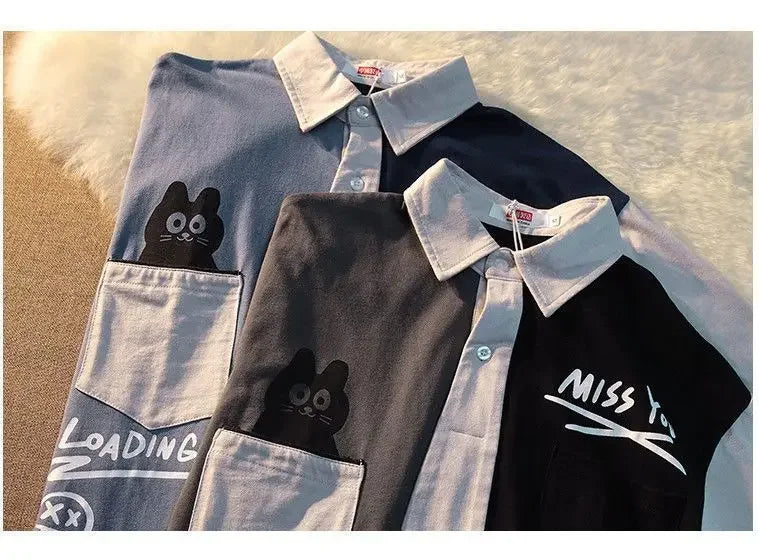 European and American color block polo shirts men short-sleeved T-shirts college style loose Korean style simple couple tops y2k Street King Limited