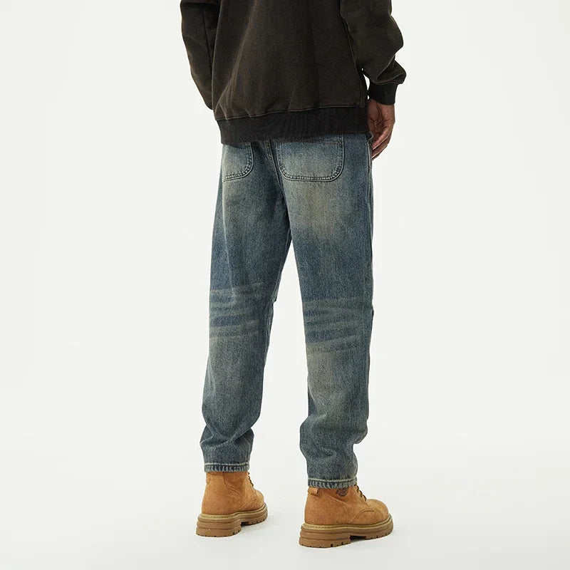 men streetwear fashion loose casual plus size denim harem jeans pant cityboy retro splice pocket cargo jeans trousers 40 38 multi-pocket cargos