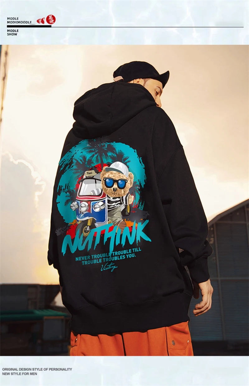 Funny Vacation Bear Graphic Printed Hoodies For Men Streetwear Hip Hop Clothing Fleece Hooded Sweatshirts Y2K Pullover Hoody Street King Limited
