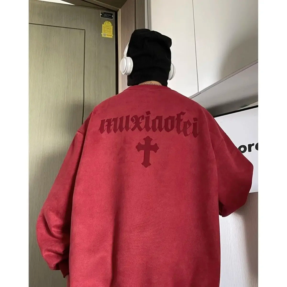 New suede sweatshirt for men in autumn new American high street handsome long sleeved couple tops printed round neck jacket y2k Street King Limited