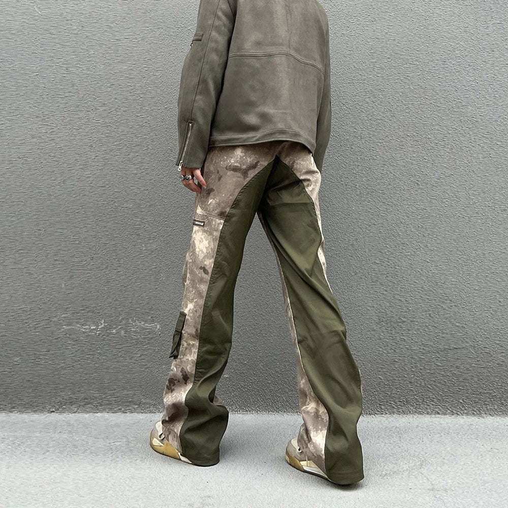 vintage camouflage denim jean street wear functioncan patches casual jeans pants mens baggy straight leg camou jeans overalls ripped baggy denim