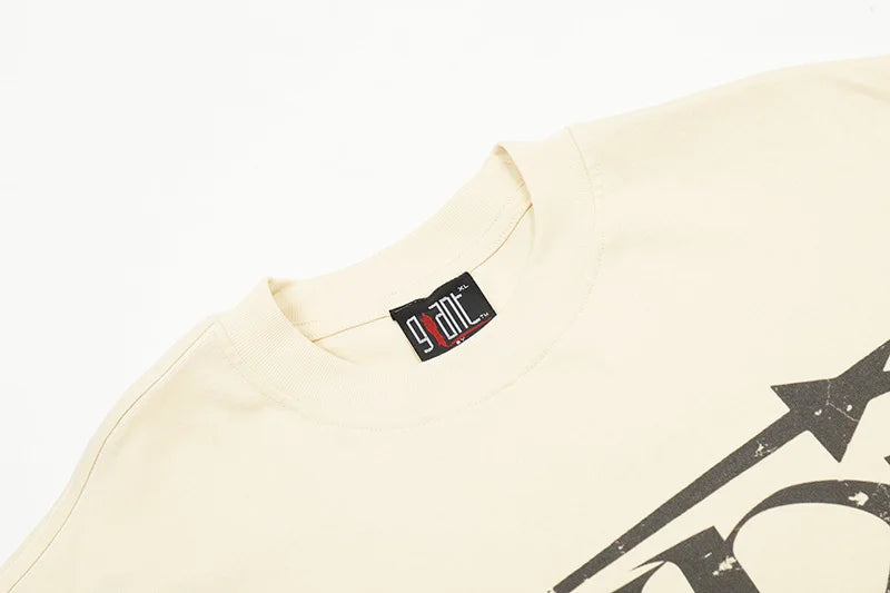 Saint T-shirts New Vintage Wash Letter Printing Chaopai High Street Men Woman Loose Casual Short Sleeve Top Tee Street King Limited