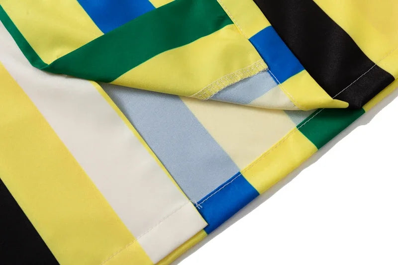 Dark Icon Big Stripe Hawaiian Shirt Men Summer Vintage Street Men's Shirt Short Sleeve Male Blouse Street King Limited