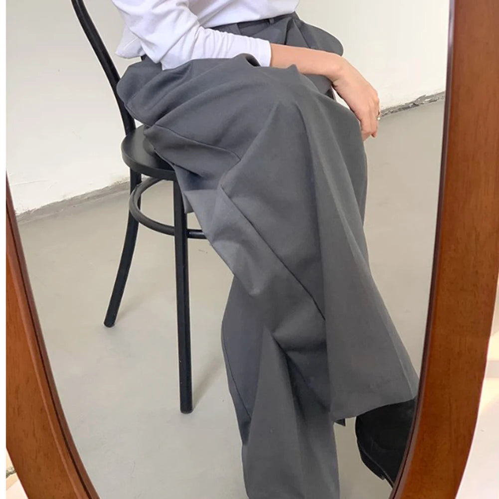 mens straight tube ice silk pants casual slacks youth thin wide leg pants business summer pants soft vintage trousers unique default style 983