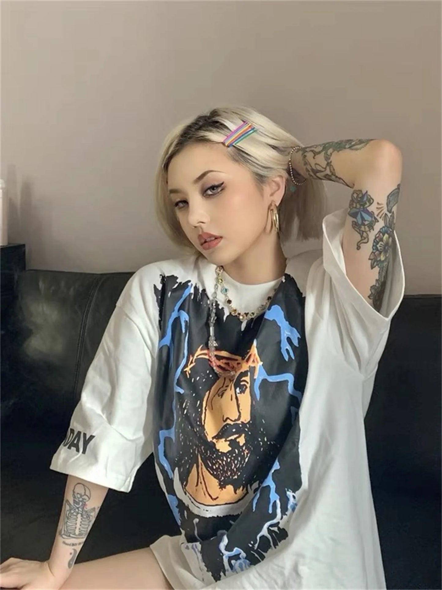Summer Kanye West Chicago Limited Peripheral High-Street Retro Tops T-Shirt Street King Limited