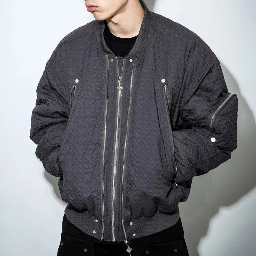 aviator style jacket retro winter and autumn zipper fashion trendy wrinkled niche men and women personalized vibe caot for men unique default style 4943