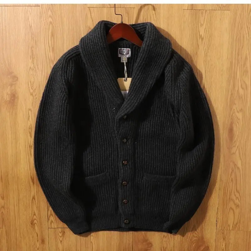 autumn and winter thicken cardigan sweater jackets for men classic british style retro green fruit collar coat streetwear unique default style 356