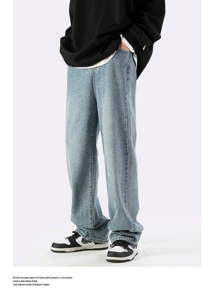 fashion loose streetwear denim basic pants unisex casual zipper jean pant hip hop trousers joggers men straight jeans traf homme unique joggers style 1399