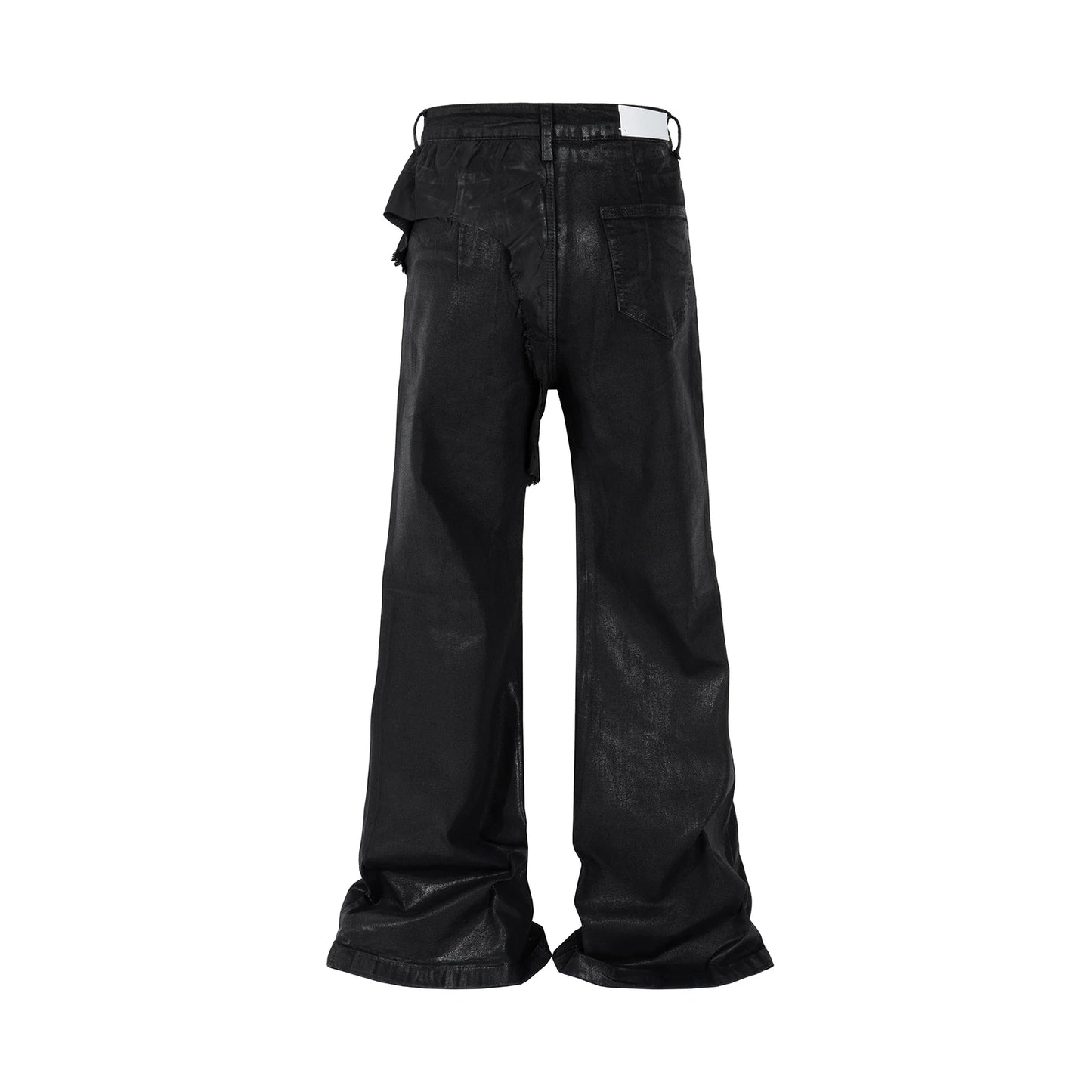 y2k streetwear wax leather strecth jeans for men and women ropa hombre baggy flare pants oversized straight denim trousers unique jeans style 4103