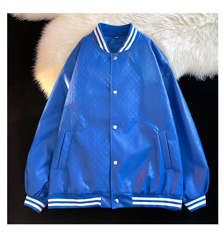 popular unisex basuball jacket fashion solid color lozenge pattern bomber jacket comfortable casual female clothing unique default style 4994