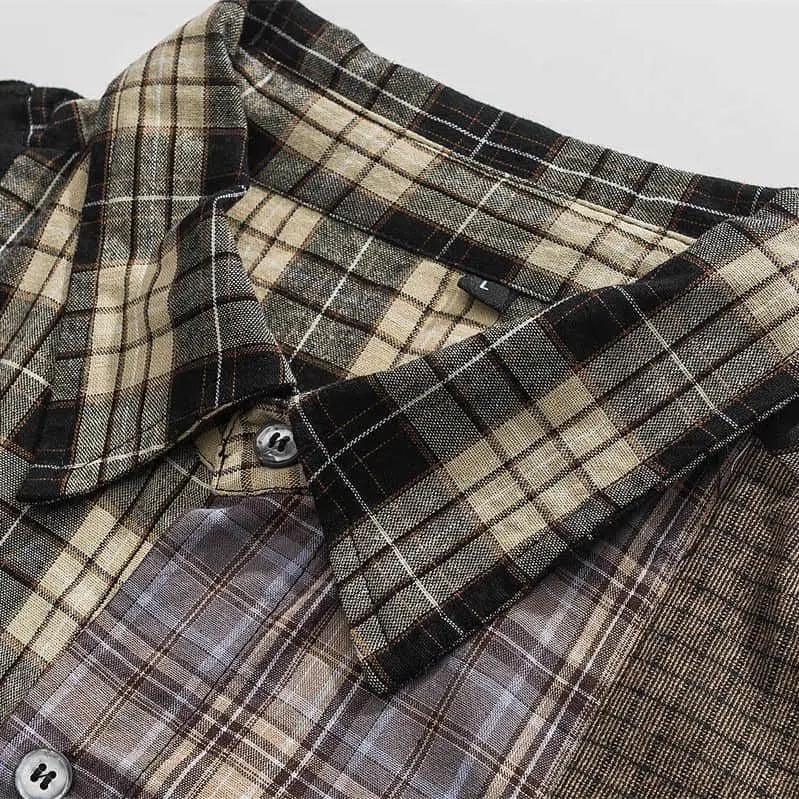 Streetwear Autumn Plaid Shirts Men Harajuku Hip Hop Streetwear Shirts Coats Long 2024 Autumn Plaid Shirts Men Harajuku Hip Hop Streetwear Shirts Coats Long Sleeve Loose Casual Button Up Blouse Y2K Tops Fashion Sweater Jacket With Graphic Design For Men