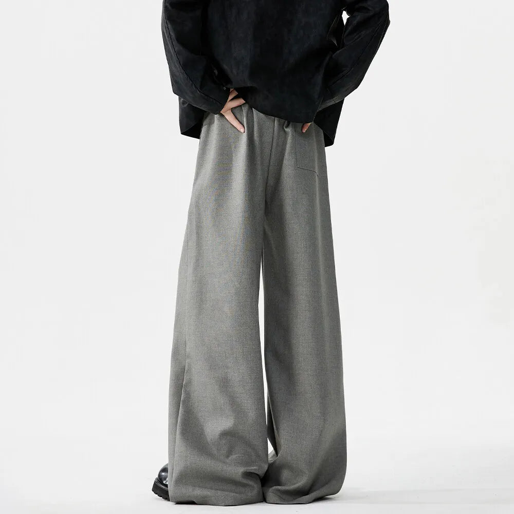 men loose casual korean streetwear fashion vintage straight wide leg suit pants trousers cityboy baggy pants relaxed fit trousers