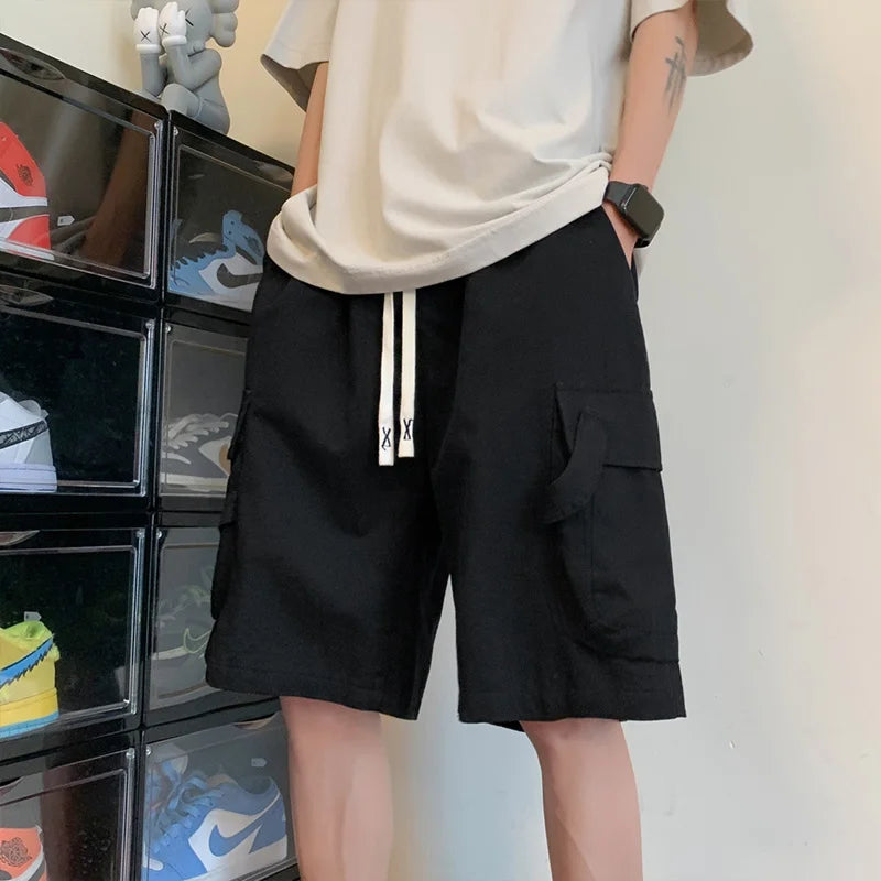 summer mens cargo shorts 2024 new outdoor multi pocket basketball casual loose work pants male drawstring y2k bermuda hombre baggy cargo bottoms