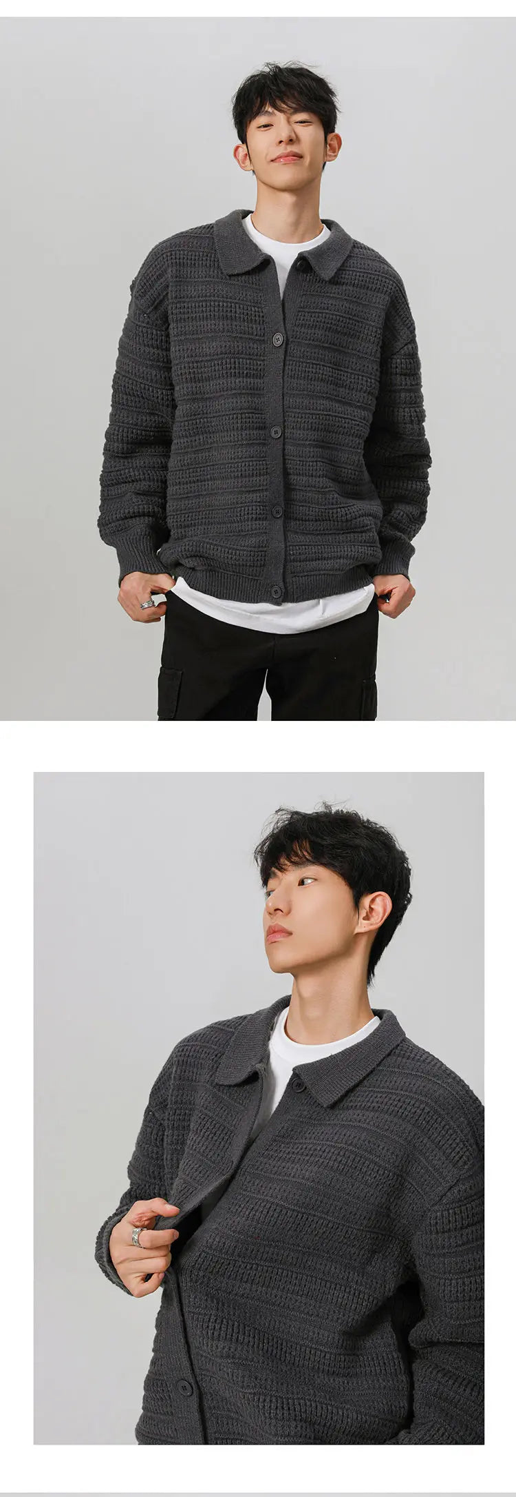 men streetwear fashion loose casual retro stripe knitted sweater cardigan jacket autumn knitwear jumper coat outerwear unique default style 1260