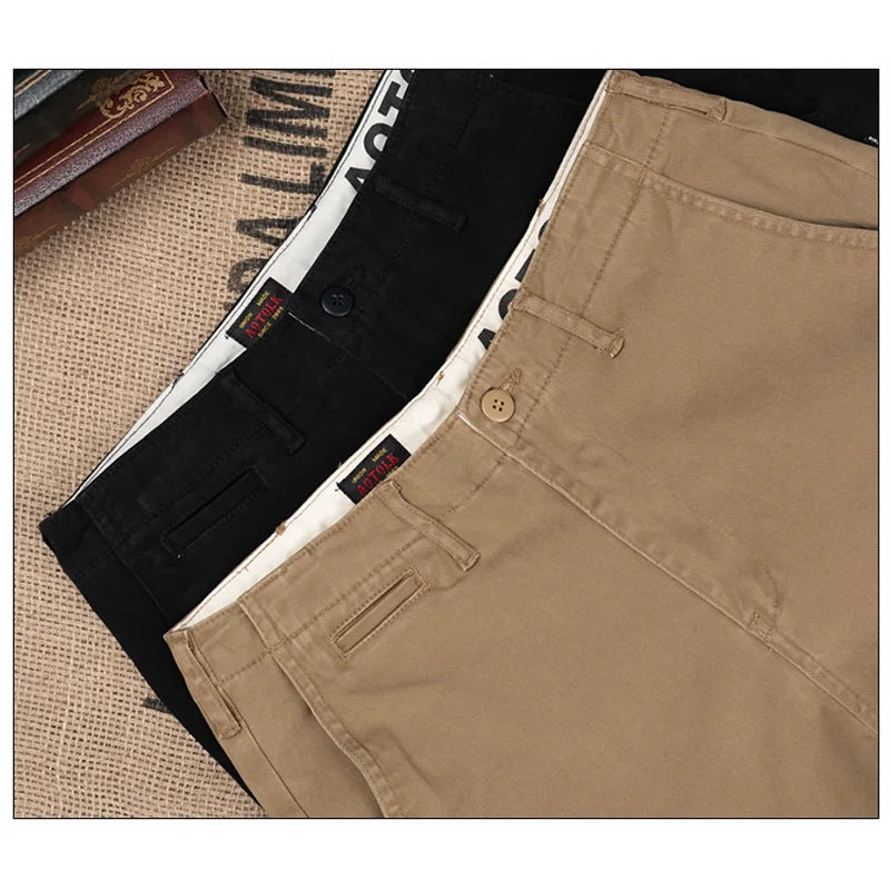 men american retro handsome loose casual business pure cotton pants japanese amikaji fashion straight cargo pant trouser multi-pocket cargos