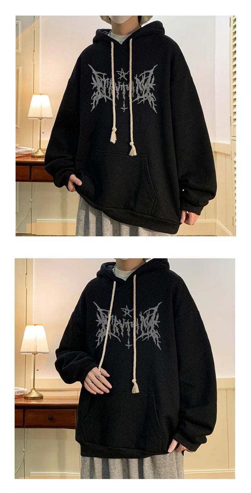 American Goth Printed Men's Pullover Hoodies Hip Hop Fashion Oversized Sweatshirts Casual Fleece Y2K Vintage Streetwear Hoodie Street King Limited