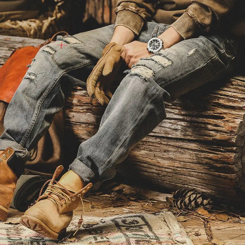 american high street personalized hip hop washed straight leg jeans for men and women loose and handsome trendy casual pants y2k ripped baggy denim