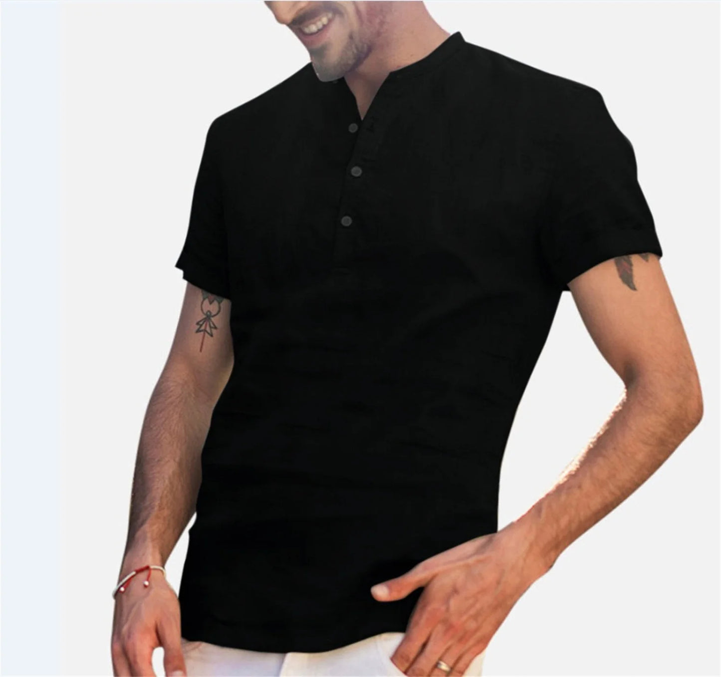 Summer Men‘s Stand collar Cotton-Linen Quality Casual Fashion Shirt For Men Street King Limited