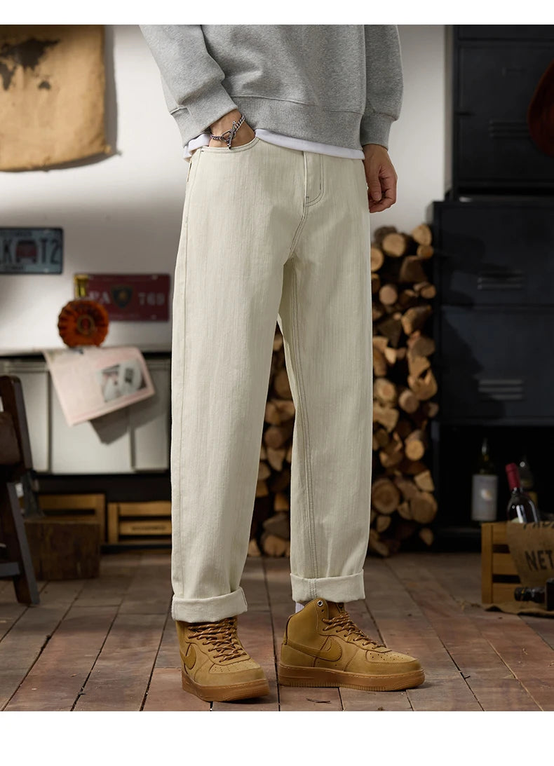 men classic fashion vintage loose casual plus size 28 42 ankle length white soft denim jeans pant cityboy harem jeans trousers unique jeans style 1981