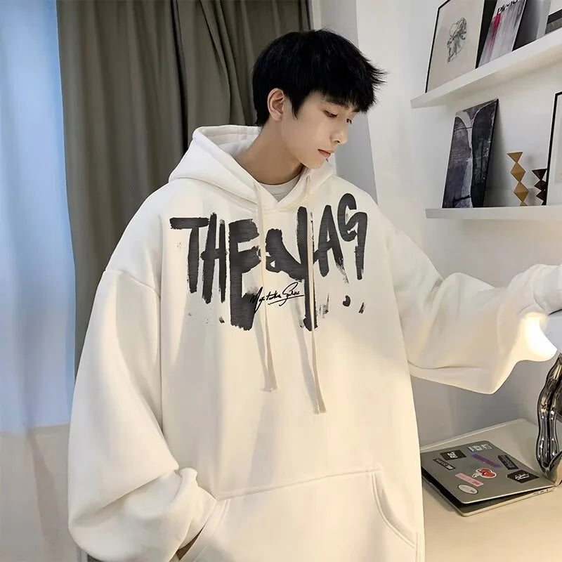 High Street Letter Print Oversized Hoodie Men's New Hip Hop Fashion Hooded Sweatshirt Autumn Y2K Vintage Pullover Hoody Clothes Street King Limited